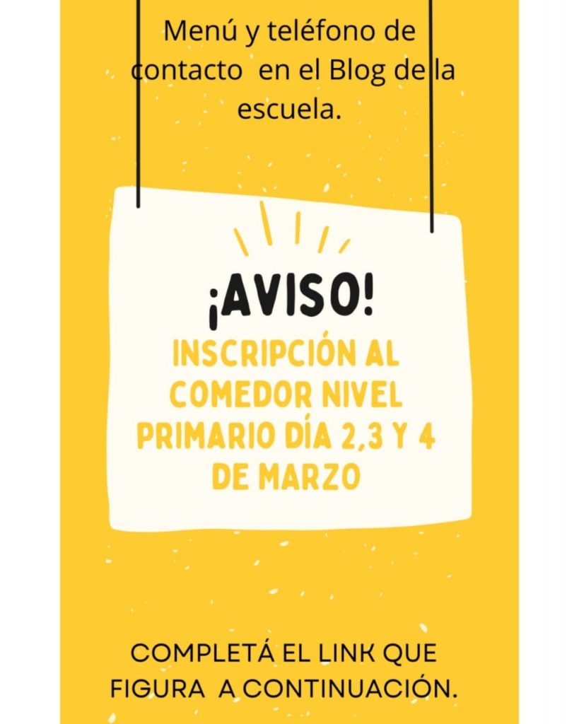 Inscripción al Comedor - Nivel Primario